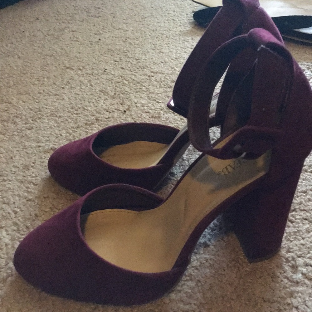 Burgundy pumps w/ ankle straps